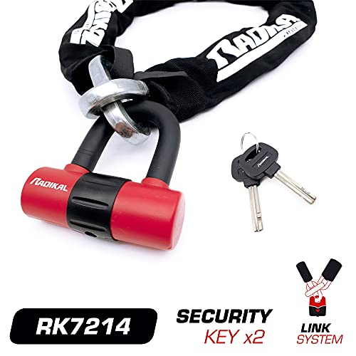 RADIKAL RK7214 Cadena Antirrobo Moto Doble Función 2 en 1, 120 cm y Mini U 14mm
