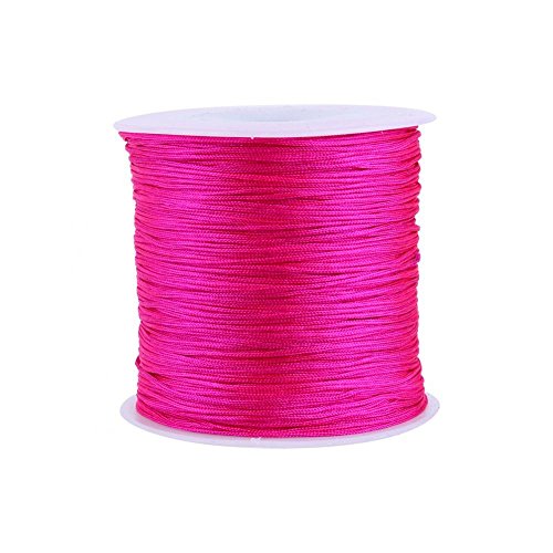 Raguso Rose Red Nylon Cordón de Nudo Chino Pulsera de macramé Fabricación de Hilo de ratán Macramé Hilo Cordón de Nylon Cordón DIY Pulseras y Collares Fabricación de Joyas 100M x 0.8mm
