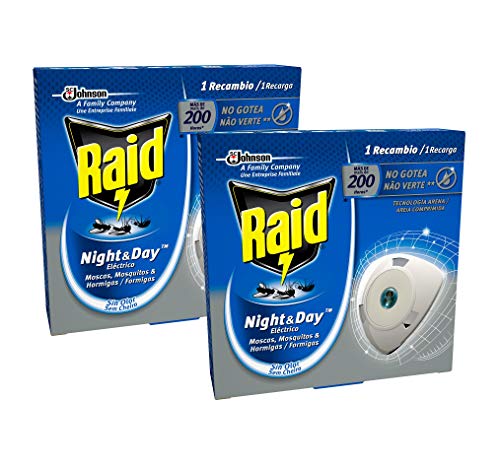 Raid - Night & Day Repelente de Moscas, Mosquitos y Hormigas, Recambio [Pack de 2]