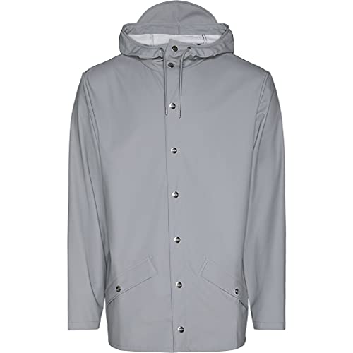 RAINS Unisex Waterproof Jacket Casual Fit Grey in Size Large/X-Large