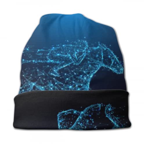 RAUP Gorros Beanie para Hombres y Mujeres - Jinete Abstracto en líneas de Forma de Caballo Gorro Resistente para la Cabeza, Gorro Suave elástico para Todo el año Comodidad