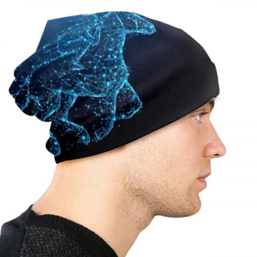 RAUP Gorros Beanie para Hombres y Mujeres - Jinete Abstracto en líneas de Forma de Caballo Gorro Resistente para la Cabeza, Gorro Suave elástico para Todo el año Comodidad