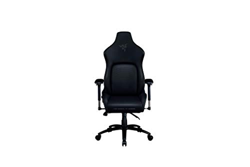 Razer Iskur Silla para juegos con soporte lumbar integrado, silla de escritorio, silla de oficina, cuero sintético multicapa, acolchado de espuma, almohadilla para la cabeza, altura ajustable, Negro