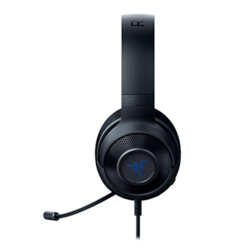 Razer Kraken X para Consolas - Auriculares Gaming Ligero para PC, Mac, PS4, Xbox One & Switch con Sonido Envolvente 7.1, Controles en los Auriculares, Negro/Azul (for Console)