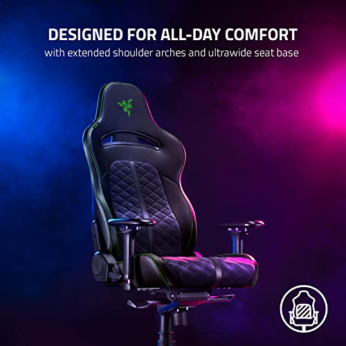 Razer RZ38-03720100-R3G1 Enki Silla para Juegos con Soporte Lumbar Integrado, Silla de escritoriode Oficina, Cuero sintético Multicapa, Relleno de Espuma, Almohadilla para la Cabeza, Black, Standard