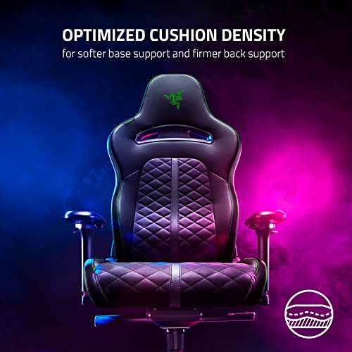 Razer RZ38-03720100-R3G1 Enki Silla para Juegos con Soporte Lumbar Integrado, Silla de escritoriode Oficina, Cuero sintético Multicapa, Relleno de Espuma, Almohadilla para la Cabeza, Black, Standard