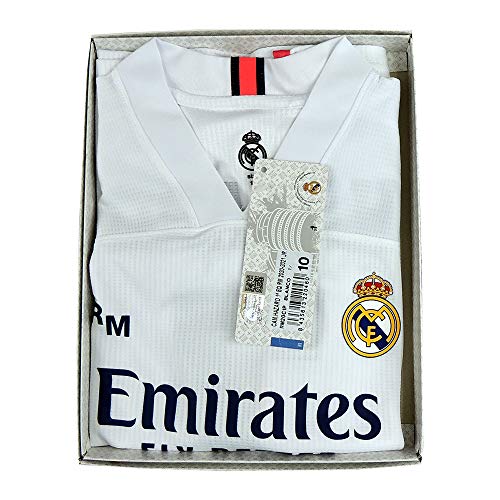 Real Madrid CF Conjunto Camiseta y Pantalón Infantil Primera Equipación Temporada 2020-21 - Producto Oficial Licenciado -Color Blanco (13-14 años, Blanco)