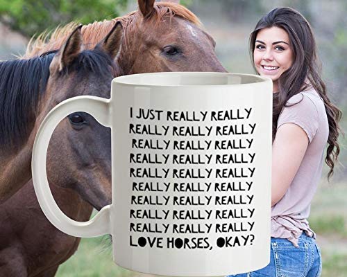Realmente me encantan los caballos, está bien, taza de café, regalo para amantes de los caballos, regalo para amantes de los caballos, fanáticos de los caballos, taza para caballos, taza para montar a