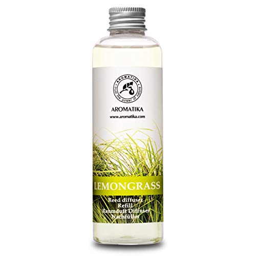 Recambio Difusor Lemongrass 200ml - Aceite 100% Puro y Natural Limoncillo - Fragancias de Duraderas - 0% Alcohol - Mejor para Aromas Naturales - Ambientador de Ambiente - Difusor de Varillas