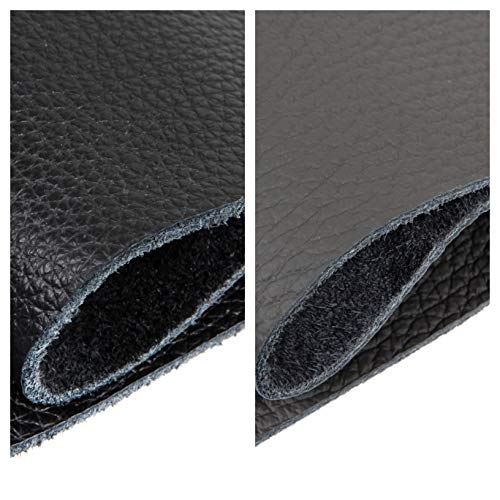 Recortes de cuero - restos de cuero negro, restos de cuero, tamaños grandes, ideal para bolsos, zapatos, reparaciones, decoraciones, manualidades, 0,5 kg, tamaño A2