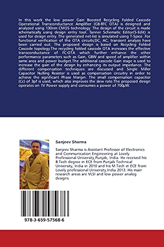 Recycling Folded Cascode Operational Transconductance Amplifier: Design and Analysis of Low power, Gain Boosted Recycling Folded Cascode Operational Transconductance Amplifier