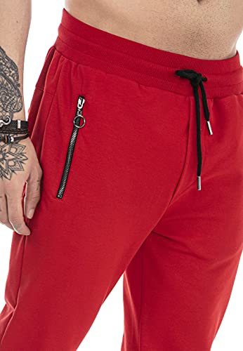 Redbridge Pantalón Chandal para Hombre Joggers Sweat-Pants Básicos Rojo L