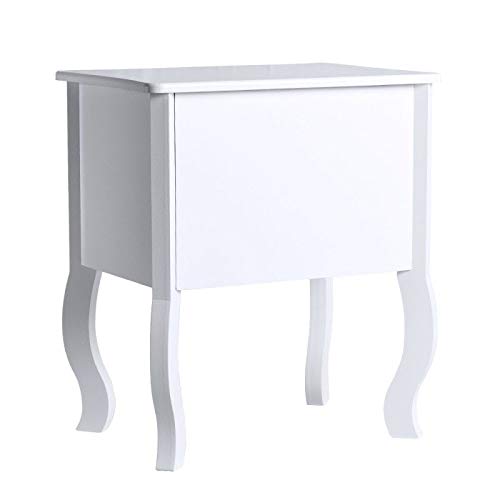 Regalos Miguel - Mesas Auxiliares - Mesita Noche Cabriole 2 Cajones 50 cm - Blanco - Envío Desde España