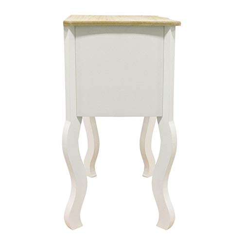 Regalos Miguel - Mesas Auxiliares - Mesita Noche Cabriole 2 Cajones 50 cm - Madera Natural - Envío Desde España