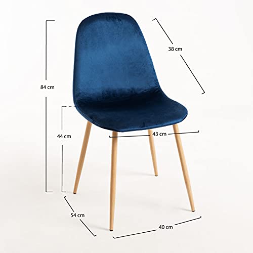 Regalos Miguel - Sillas Comedor - Silla Teok Terciopelo - Azul - Envío Desde España