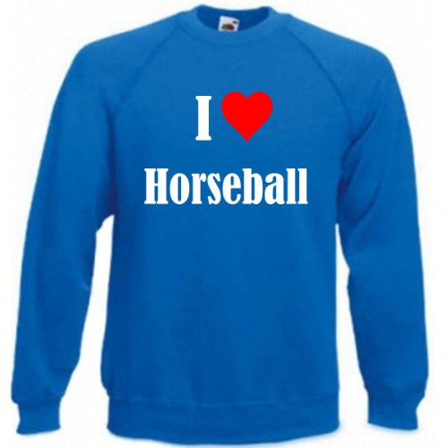 Reifen-Markt Sudadera con texto "I Love Horseball" para mujer, hombre y niños en los colores negro, blanco y azul con impresión azul L