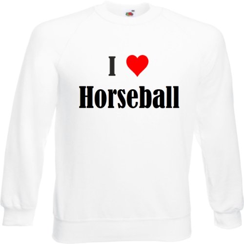 Reifen-Markt Sudadera con texto "I Love Horseball" para mujer, hombre y niños en los colores negro, blanco y azul con impresión Blanco XS