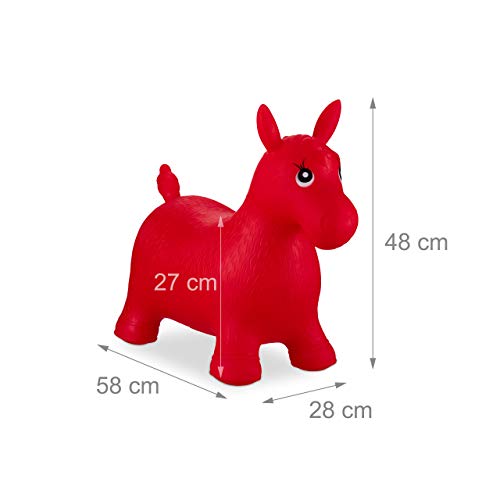 Relaxdays- Saltador Hinchable Caballo para Niños hasta 50 Kg sin BPA, Plástico, Color rojo, 48 x 26 x 58 cm (10024991_47) , color/modelo surtido