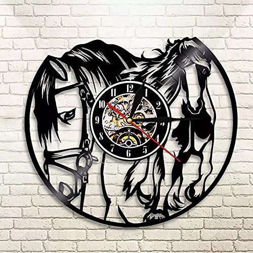 Reloj de Pared con Disco de Vinilo CD de Caballo galopante, Reloj de Pared, Viento, decoración del hogar, Regalo de Jinete Sin LED