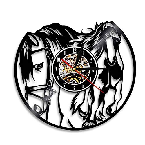 Reloj de Pared con Disco de Vinilo CD de Caballo galopante, Reloj de Pared, Viento, decoración del hogar, Regalo de Jinete Sin LED