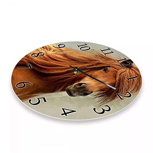 Reloj de Pared con impresión de Cabeza de Caballo, decoración de casa de Campo en Forma de Herradura, decoración de Arte de cabaña, Reloj Mudo, Regalo Ecuestre