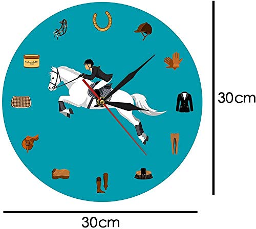 Reloj de pared Juego de equipo deportivo ecuestre de madera Reloj de pared moderno Equipo para montar a caballo Accesorios de pista Reloj de pared Ecuestre Regalos para amantes de los caballos Adecuad