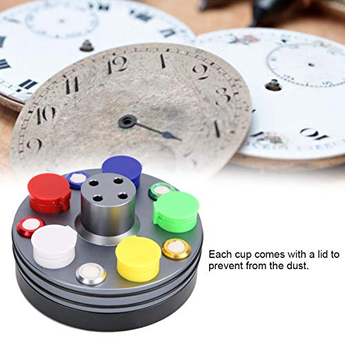 Reloj herramienta de inmersión en aceite Durable plato de aceite cuadrado de cuatro mallas fácil de limpiar, para relojero, para reloj mecánico(Round shape)