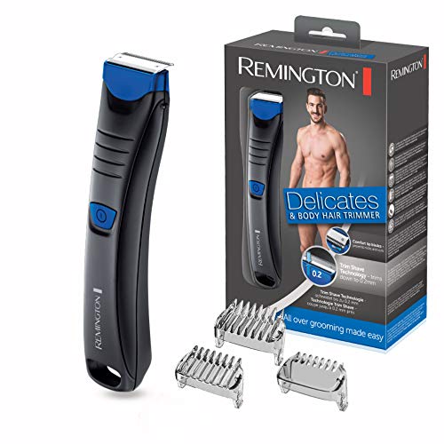 Remington Afeitadora Corporal Delicates - Cuchillas de Acero Inoxidable, Inalámbrica, Uso Seco y Mojado, Negro - BHT250