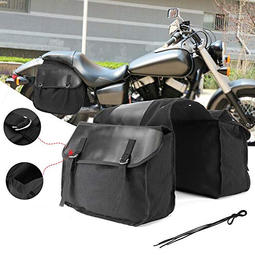 RENNICOCO Bolso de la Silla de Montar de la Motocicleta Tronco Viaje Moto Bicicleta Negro Lona Impermeable Bolsa de sillín Fresco