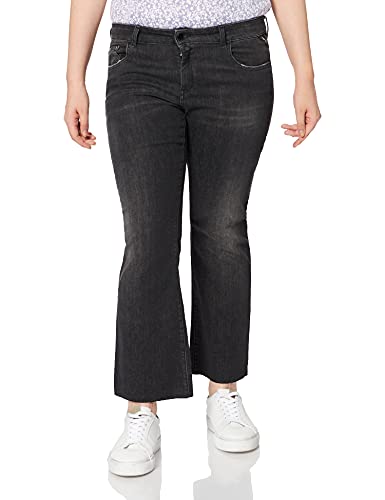 REPLAY Faaby Flare Crop Jeans, Gris (097 Dark Grey), 26 para Mujer