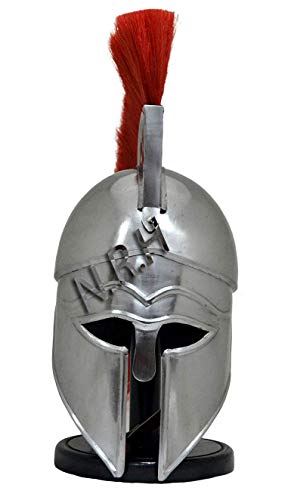 Réplica náutica Hub griego Corintio armadura casco con rojo penacho caballero espartano medieval casco