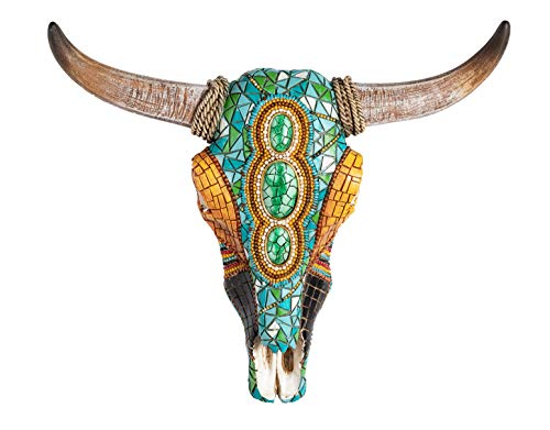 Reproducción de resina de cráneo de vaca western decoration emeraude 31,5/9/26,9 cm