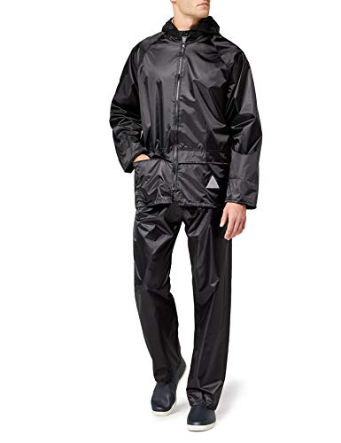 Result - Traje Impermeable /Conjunto Impermeable / chubasquero 2 piezas (conjunto chaqueta y pantalón) Grueso (Grande (L)/Negro)