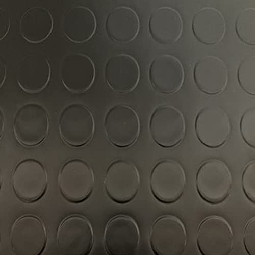 Revestimiento de Caucho Antideslizante | Suelo de Goma PVC Negro 1mm Diseño Botones (100_x_100 CM)