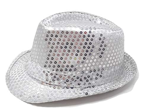 R&F srls Sombrero con lentejuelas plateadas para fiestas