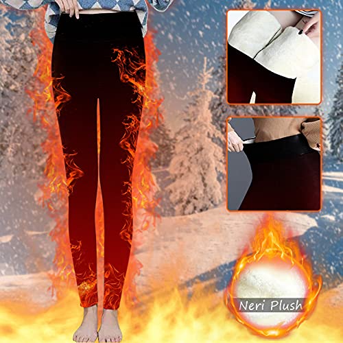 riou Mujer Leggings Invierno Cintura Alta con Forro Polar Grueso Pantalones de Térmico Pantalón Elásticos Forrado de Terciopelo Pants Deportivos