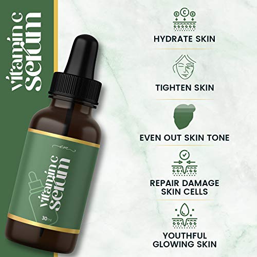 Rodillo de Jade y Gua Sha, Masajeador Facial Con Sérum Vitamina C Retinol y de Aceite de Ricino - Rodillo Doble Antienvejecimiento, Sérum Facial 30ml Hidratante Antiedad, Para Cara, Cuello y Cuerpo