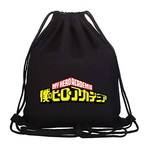 Roffatide Anime My Hero Academia lienzo impreso mochila con cordón niños niñas deportes escuela bolsa de yoga bolsa de cincho