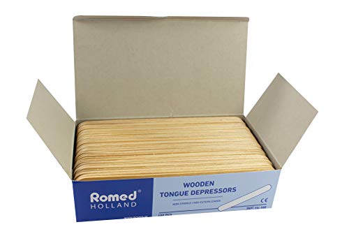 Romed Medical - Espátula de madera (15 x 1,8 cm, 100 unidades)