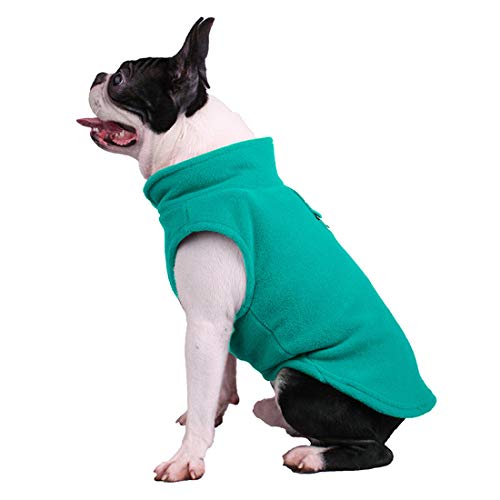 Ropa para mascotas, abrigo de clima frío para perros cálidos y suaves, chaleco de forro polar con correa para disfraz para cachorros perros pequeños (M-verde claro)