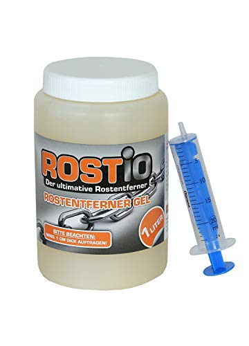 Rostio Gel altamente eficaz para la eliminación de óxido / Quitar óxido Gel de Rostio | 1 litro | Eliminador de óxido para automóviles, bicicletas, metal, acero inoxidable, cromo