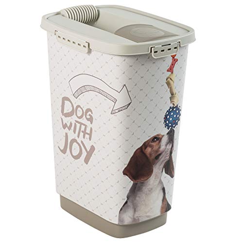 Rotho Cody - Recipiente de Comida para Mascotas de 25 Litros con Tapa y Vertedor, Plástico (PP) sin BPA, Gris Antracita/Blanco, 25 L (33.0 x 25.0 x 46.3 cm)