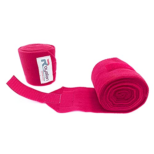 Royalian Ecuestre Polo de lana elástica "Pack de cuatro" vendajes transpirables de apoyo de piernas bandas de polo para entrenamiento de caballos y ejercicio (pony, rosa)