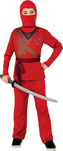 Rubies - Disfraz de ninja rojo con calavera para niño, infantil M (5-7 años)