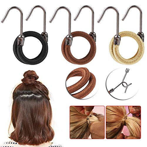 RUNGAO - 15 gomas elásticas con gancho para el pelo, 3 colores, para mujer o niña; para coleta, moño, trenzas, accesorios para el cabello