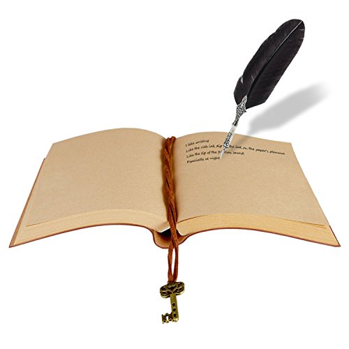 RYMALL Cubierta de cuero de la vendimia retro Notebook llave mágica Cadena 160 en blanco Jotter Diary (Brown)