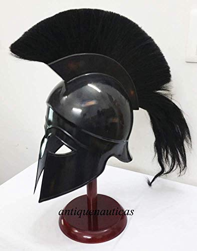 Safa Nautical - Casco corintio griego con casco de forro de piel sin penacho negro
