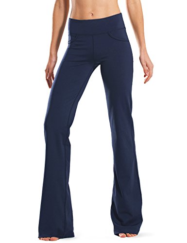 Safort Pantalones de 71 cm / 76 cm / 81 cm / 86 cm para Yoga, Bota Amplia, Tiro Alto/Regular, 4 Bolsillos, UPF50+ - Azul - L