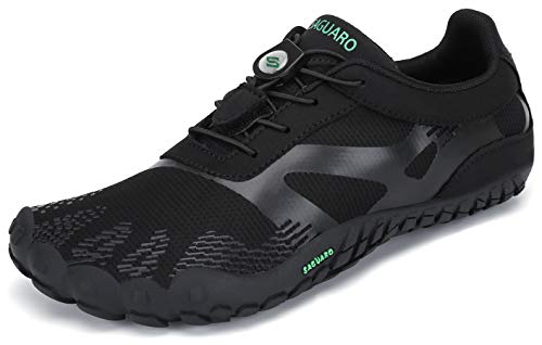 SAGUARO Hombre Mujer Zapatos Minimalistas Comodas Respirable Zapatillas de Trail Running Ligeras Calzado Barefoot Antideslizante para Gimnasio Fitness Senderismo Montaña, Negro 42 EU