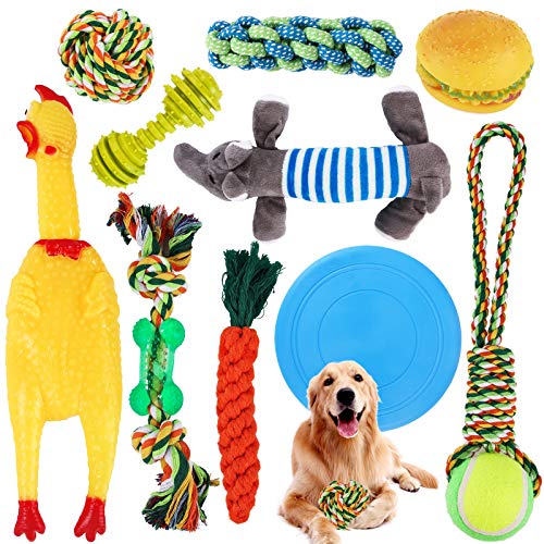 SaiXuan Juguetes para Perros,10PC Cuerda de Juguete para Masticar para Perros, Juguetes de dentición,Juguetes para Perros pequeños a medianos